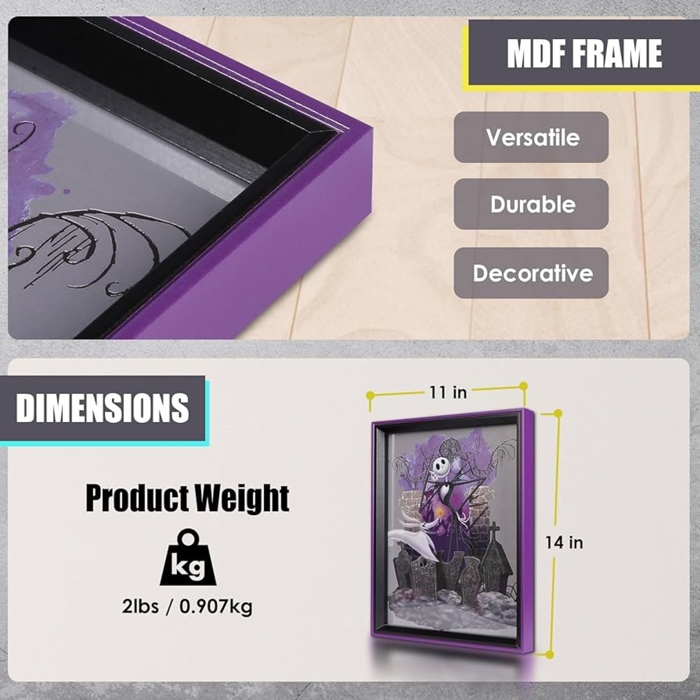 POP Creations Disney Shadowbox Nightmare Before Christmas Jack Zero 11x14 Frame - Picture 4 of 7
